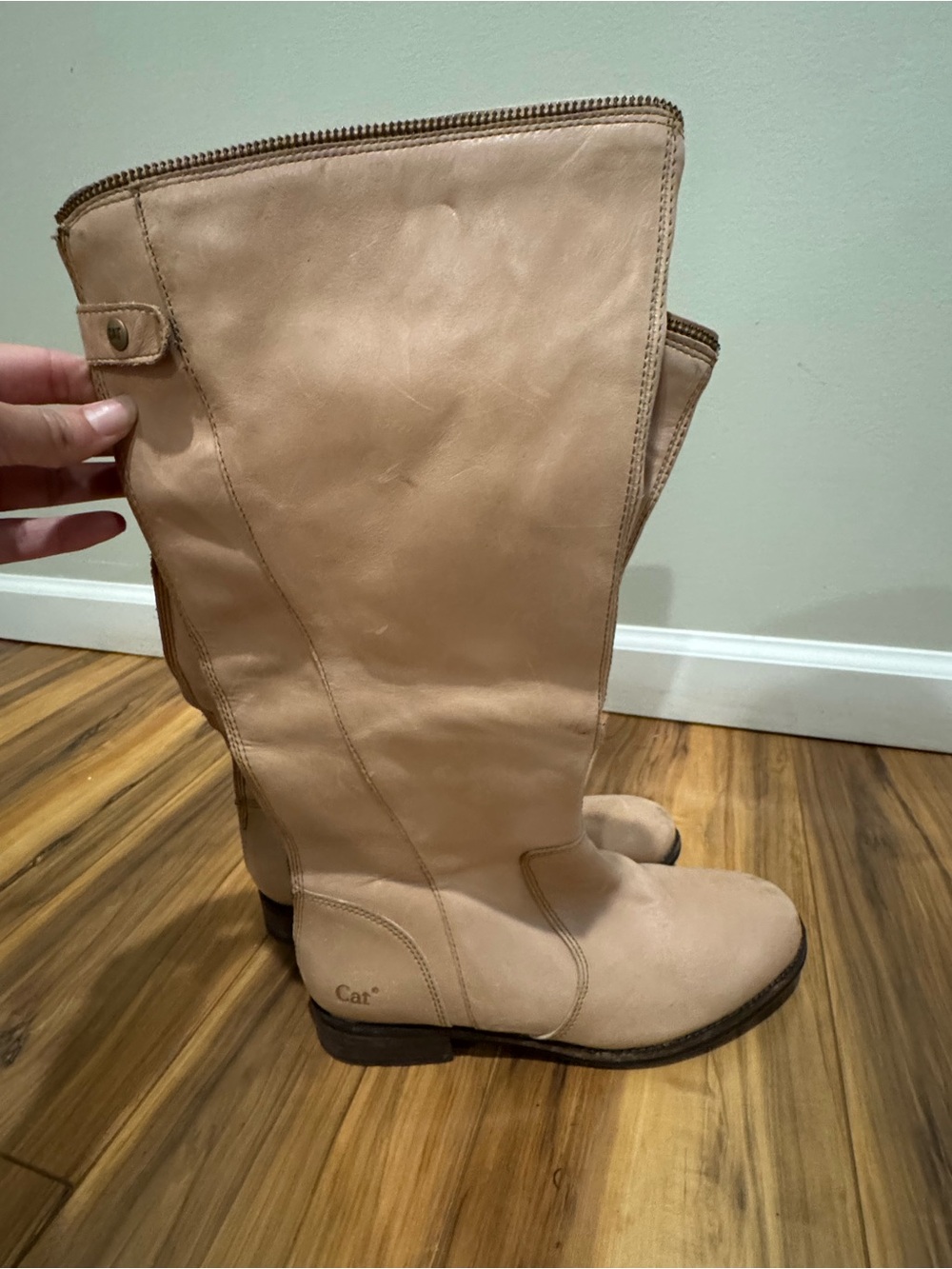 Caterpillar Women's Over-the-Knee Leather Boots in Light Tan